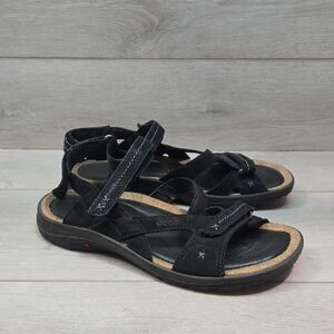 Ecco Women's Hook&loop Leather Strappy Black Sandals Shoes Sz 40/9-9.5